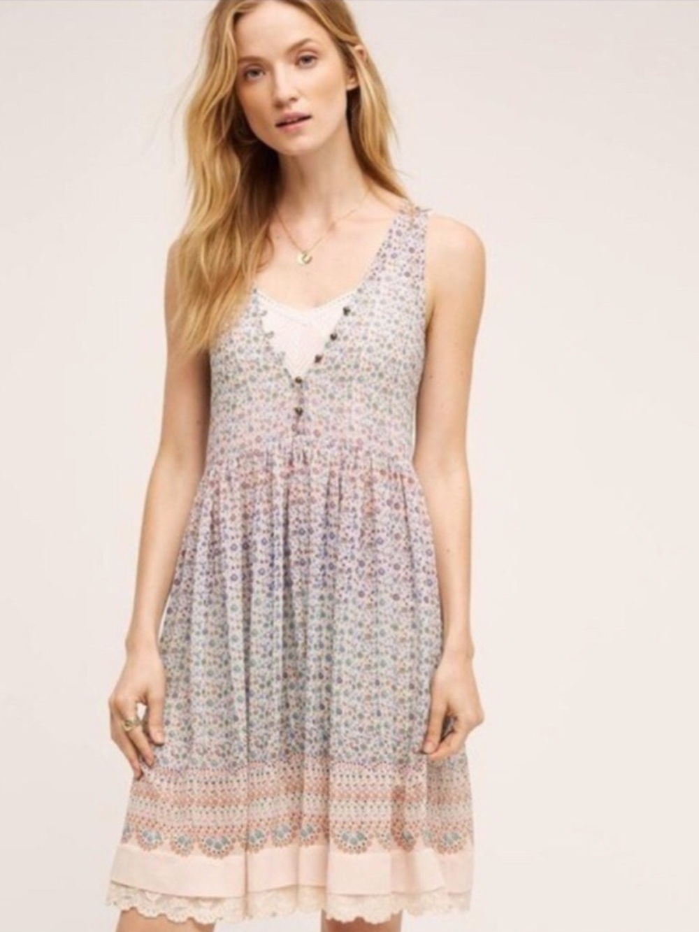 Maeve Anthropologie‎ Violetta Sheer Multi Floral Sleeveless Dress